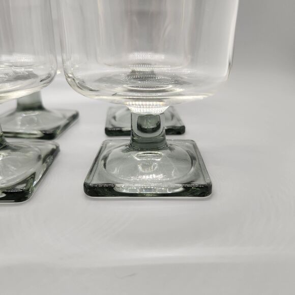 Nordic Wine Cocktail Glasses Gray Smoke Midnight Federal Square Foot MCM Set 4 - Picture 3 of 7